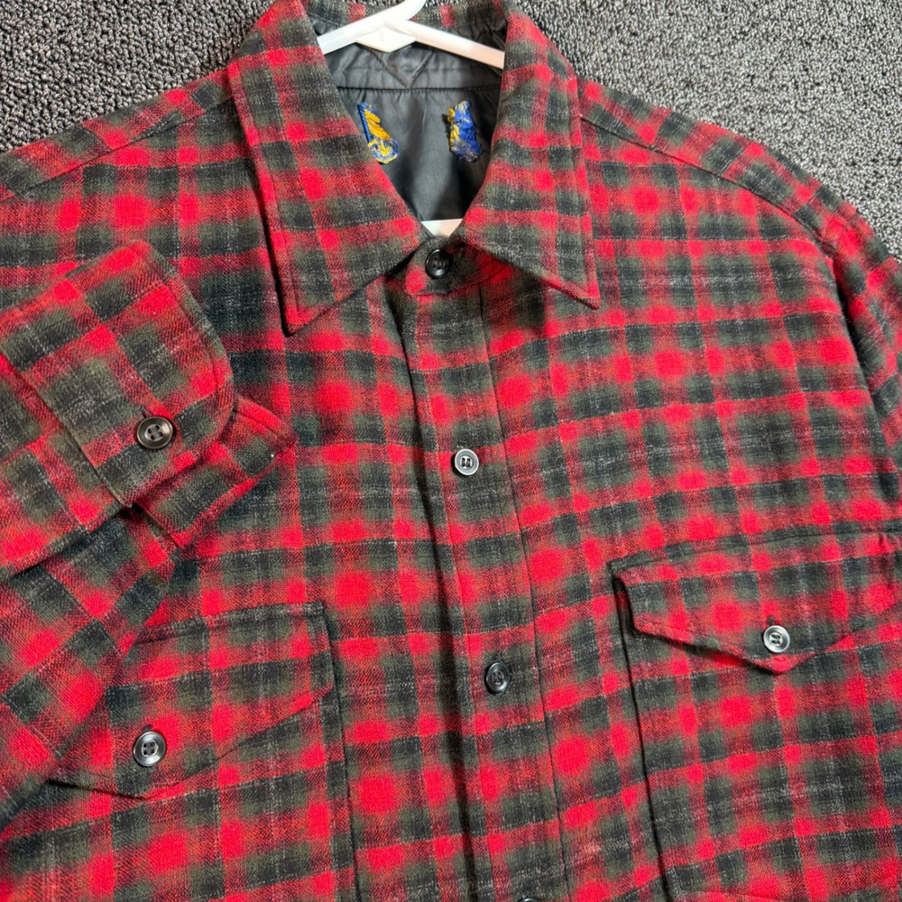 Vintage 60s Pendleton Wool Flannel Shirt Red Black Tartan Plaid 1962 Mens Medium